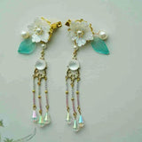 Ancient Flower Hair Clips Long Tessal Stone Hair Clips Bride Wedding Hanfu