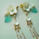 Ancient Flower Hair Clips Long Tessal Stone Hair Clips Bride Wedding Hanfu