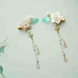 Ancient Flower Hair Clips Long Tessal Stone Hair Clips Bride Wedding Hanfu