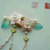Ancient Flower Hair Clips Long Tessal Stone Hair Clips Bride Wedding Hanfu