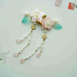 Ancient Flower Hair Clips Long Tessal Stone Hair Clips Bride Wedding Hanfu