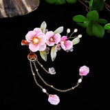 Pink Purple Flower Hairpins Side Clips for Women Girls Hanfu Dress