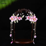 Pink Purple Flower Hairpins Side Clips for Women Girls Hanfu Dress