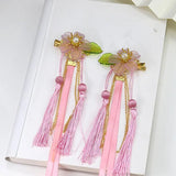 Pink/Blue Flower Hairpin Tassel Hair Clip Girl Headdress