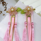 Pink/Blue Flower Hairpin Tassel Hair Clip Girl Headdress