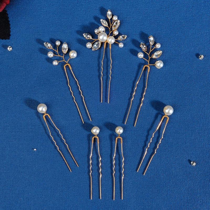 Pearl Wedding Hairpins Set Bridal Hair Accessories Rhinestone Crystal Headpieces