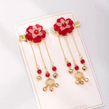 Chinese Hairpins Hanfu Dress Tassel Pendant Flower Hair Clips Headpieces