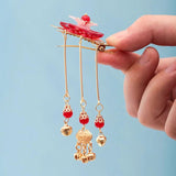 Chinese Hairpins Hanfu Dress Tassel Pendant Flower Hair Clips Headpieces
