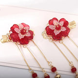 Chinese Hairpins Hanfu Dress Tassel Pendant Flower Hair Clips Headpieces