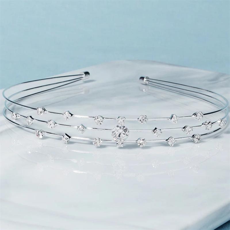 Crystal Rhinestone Wedding Headband Silver Hairband Bridal Hair Accessories