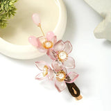 Pink Flower Pearls Hairpins Headpieces Bride Noiva Bridal Wedding Hair Jewelry