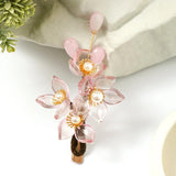 Pink Flower Pearls Hairpins Headpieces Bride Noiva Bridal Wedding Hair Jewelry