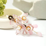 Pink Flower Pearls Hairpins Headpieces Bride Noiva Bridal Wedding Hair Jewelry