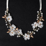 Efily Daisy Flower Headband Leaf Pearl Bridal Hairband Wedding Hair Accessories