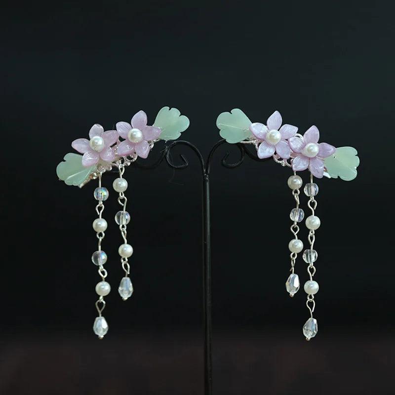 Sweet Small Flower Tassel Hairpin Traditional Girl Baby Headdress
