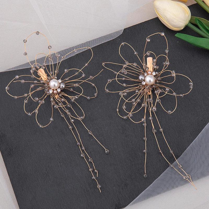 Bride Flower Pearl HairBand Haircomb Wedding Jewelry