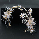 Flower Hair Hoop Sweet Pearl Tiaras for Bride Wedding Accessories