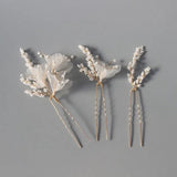 Fabric Floral Bridal Hair Pins Clips Pearls Wedding Hair Pieces