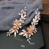 Golden Hair Clips Wedding Rhinestone Pearl Flower Hairpins