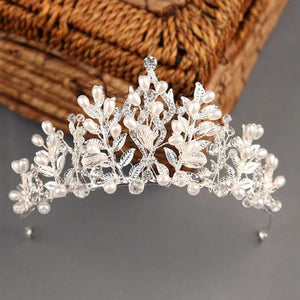 Pearl Crystal Crown Wedding Tiaras Headpieces