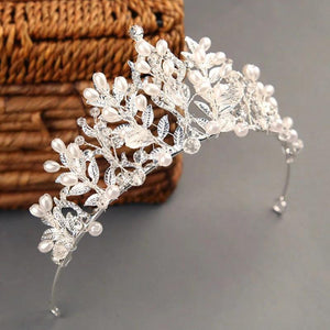 Pearl Crystal Crown Wedding Tiaras Headpieces