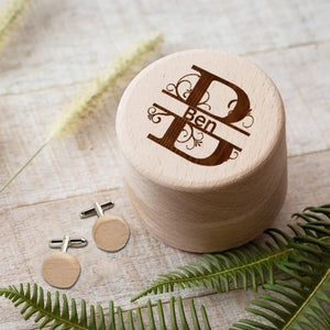 Wooden Cuff Links Box for Men - Engagement Cufflink Storage