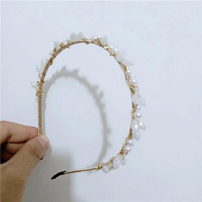 Women's Crystal Weave Headband Retro Thin Hair Hoop