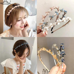 Women's Crystal Weave Headband Retro Thin Hair Hoop