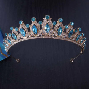 Sky Pink Crystal Tiara Crown Wedding Party Jewelry Bridal Bride Rhinestone Crown