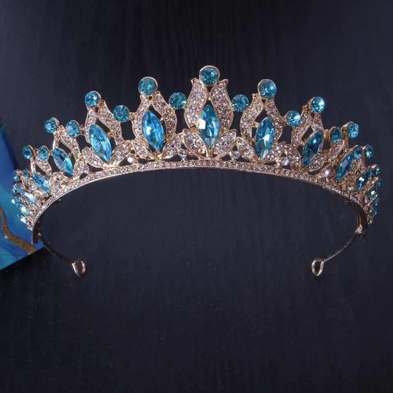 Sky Pink Crystal Tiara Crown Wedding Party Jewelry Bridal Bride Rhinestone Crown