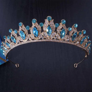 Sky Pink Crystal Tiara Crown Wedding Party Jewelry Bridal Bride Rhinestone Crown