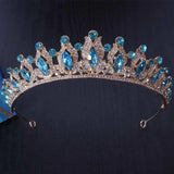 Sky Pink Crystal Tiara Crown Wedding Party Jewelry Bridal Bride Rhinestone Crown