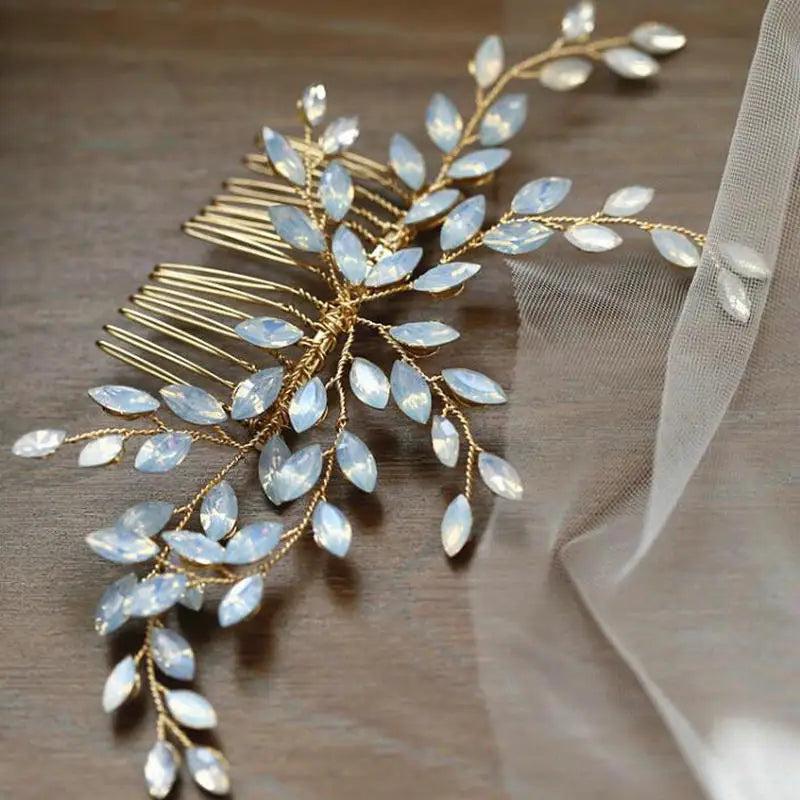 Opal Crystal Vines Bridal Wedding Headband