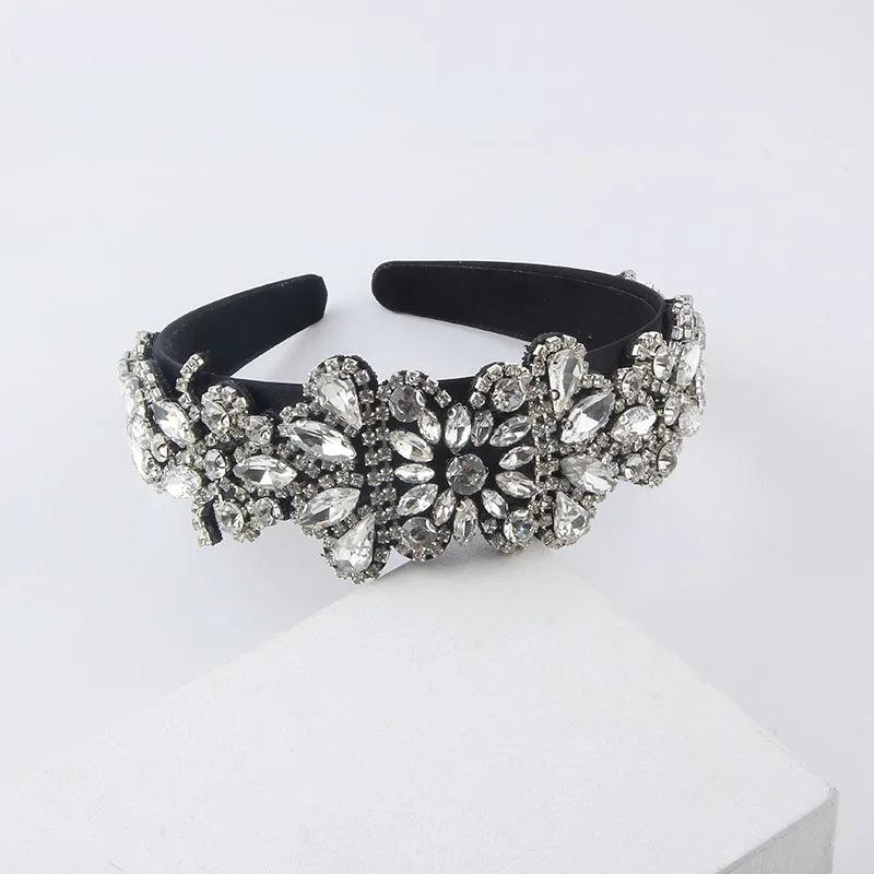 Baroque Rhinestone Palace Headband Set Retro Wide-Brimmed Hair Accessories