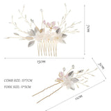3PCS Rhinestone Beaded Flower Hair Combs For Women
