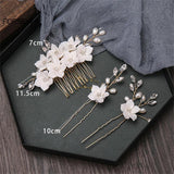 Fairy Flower Hair Combs Pearls Hair Sticks for Women