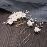 Fairy Flower Hair Combs Pearls Hair Sticks for Women