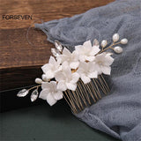 Fairy Flower Hair Combs Pearls Hair Sticks for Women
