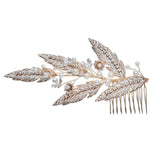 Pearl Bride Hair Comb Wedding Tiaras Leaves Hairpin Headpiece