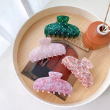 10.6cm Plaid Pearl Hair Clip Claw for Women