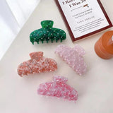10.6cm Plaid Pearl Hair Clip Claw for Women