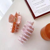 10.6cm Plaid Pearl Hair Clip Claw for Women