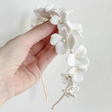 Porcelain Flower Crown Bridal Headpiece Tiara Fresh Water Pearl Wedding Hair Acc