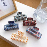French Retro Mosaic Checkered Hair Claw Clip - Medium Size
