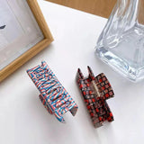 French Retro Mosaic Checkered Hair Claw Clip - Medium Size