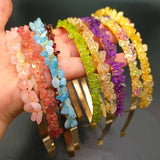 Natural Stone Crystal Hairbands for Women Rose Quartz Amethyst Aventurine Chakra
