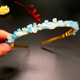 Natural Stone Crystal Hairbands for Women Rose Quartz Amethyst Aventurine Chakra