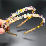 Natural Stone Crystal Hairbands for Women Rose Quartz Amethyst Aventurine Chakra