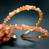 Natural Stone Crystal Hairbands for Women Rose Quartz Amethyst Aventurine Chakra