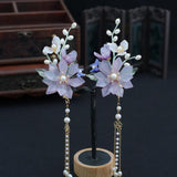 2pcs Magnolia Tassel Hair Clips Light Purple Hair Accessories